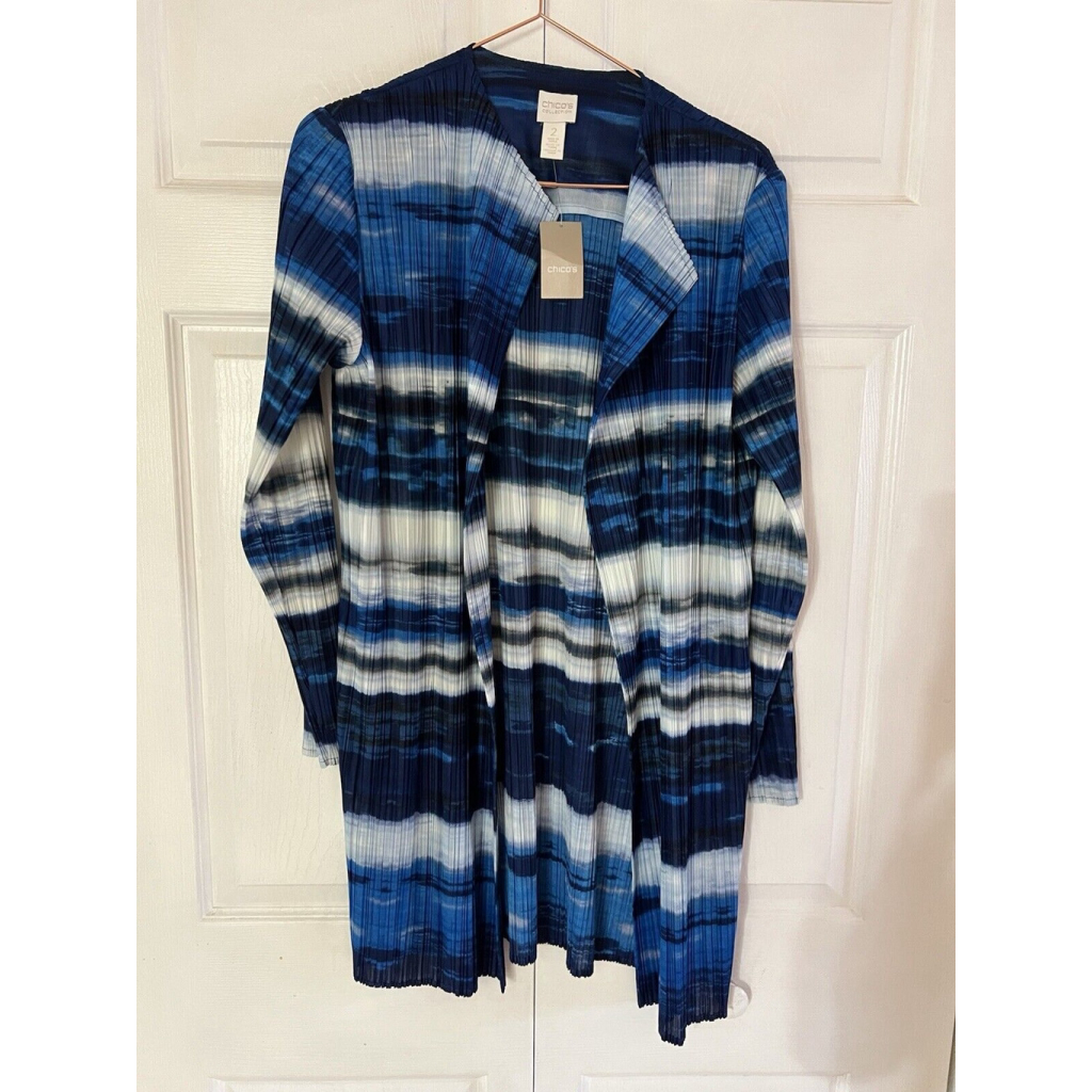 Chico’s Collection Ocean Stripe Jacket Women’s Size M / 2 Nwt